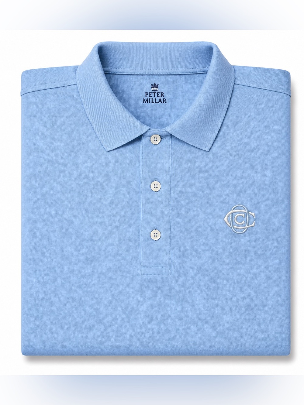 Title: Peter Millar XL Oakmont Country Club Performance Golf Polo Light Blue